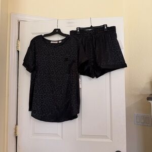 NWT Rachel Parcell Black Leopard Print Women's Sleepwear Shorts Set M Medium
